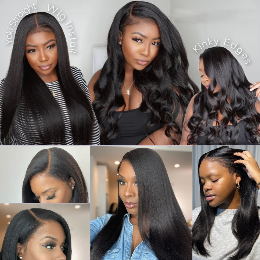 UNice Pre Everything 13x6 Lace Frontal Wig Coily Edges Yaki Straight Human Hair Lace Front Wig Pre Cut Pre Bleached Pre Plucked