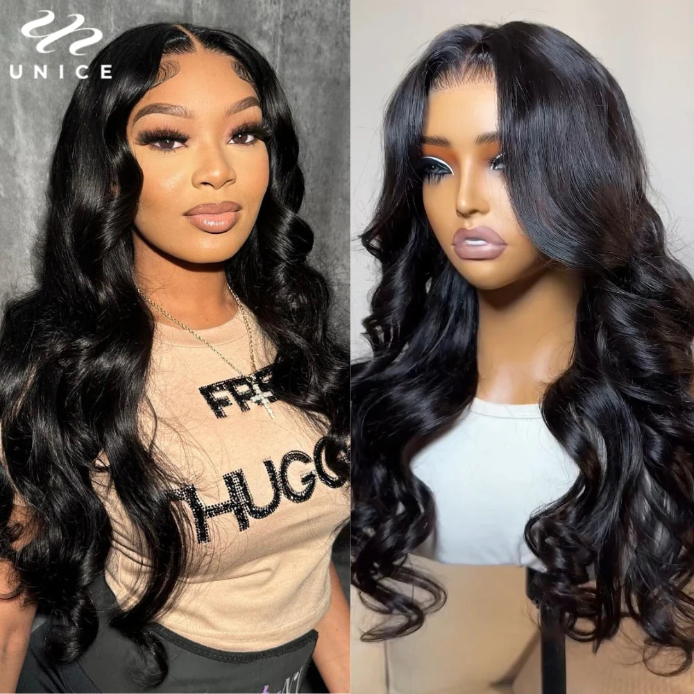 UNice Hair Bye Bye Knots Body Wave 7X5 Glueless Wigs Pre Cut Pre Bleached Lace Front Human Hair Wig 150% Density