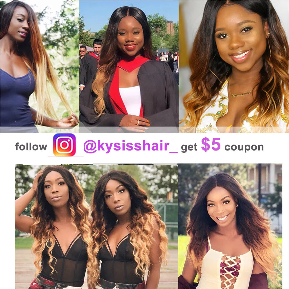 UNice Hair Kysiss Series Ombre Hair 3 Bundles Body Wave Brazilian Hair Weave Bundles 3 Tone Blonde T1B/4/27 Virgin Human Hair