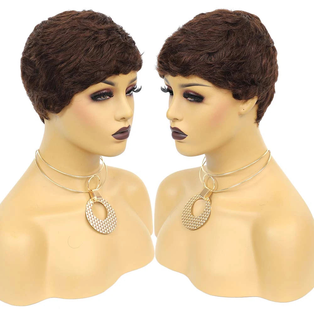 Ginia Human Hair Wigs Natural Color Pixie Cut Cheap Human