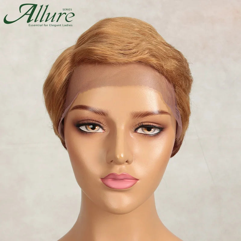 Brazilian Wear to go Short Pixie Cut 13X6x1 Part Lace Front Human Hair Wigs For Women Glueless Remy Hair Colored Bob Wigs Allure
