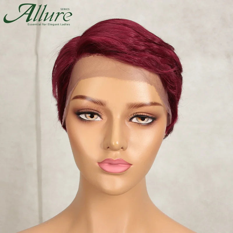 Brazilian Wear to go Short Pixie Cut 13X6x1 Part Lace Front Human Hair Wigs For Women Glueless Remy Hair Colored Bob Wigs Allure