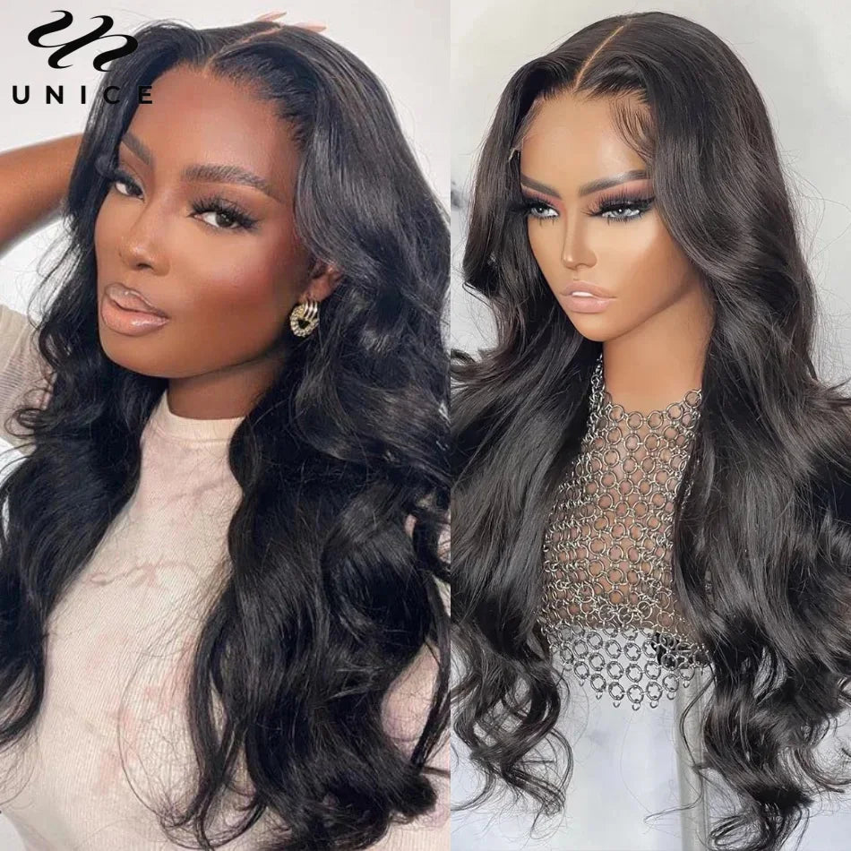 UNice Hair 13x4 Lace Frontal Wig Pre Cut Pre Bleached Pre Plucked Body Wave Human Hair Lace Wig Ready To Wear 250% Density