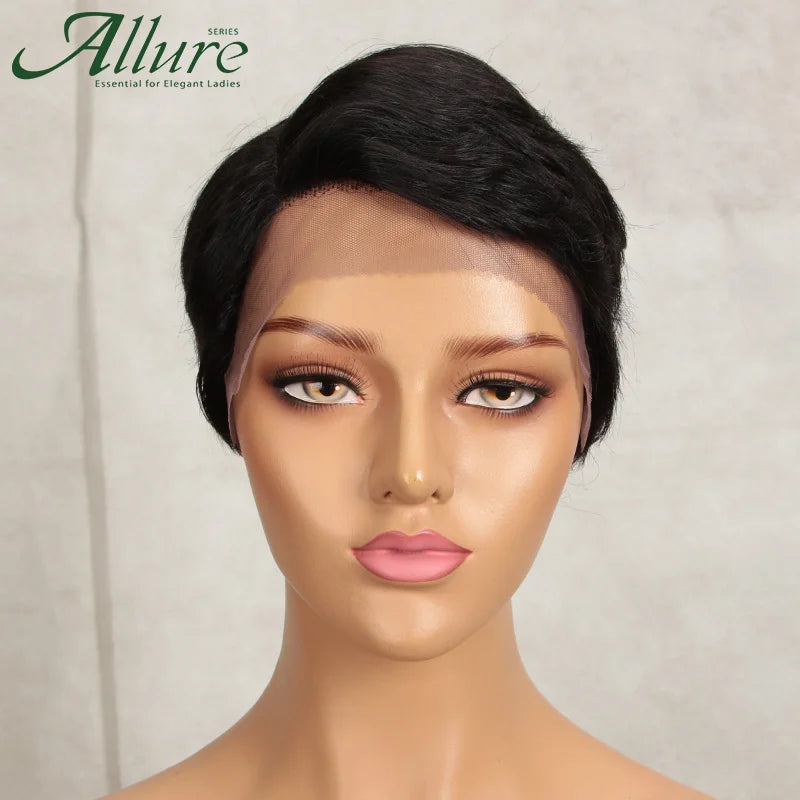 Brazilian Wear to go Short Pixie Cut 13X6x1 Part Lace Front Human Hair Wigs For Women Glueless Remy Hair Colored Bob Wigs Allure