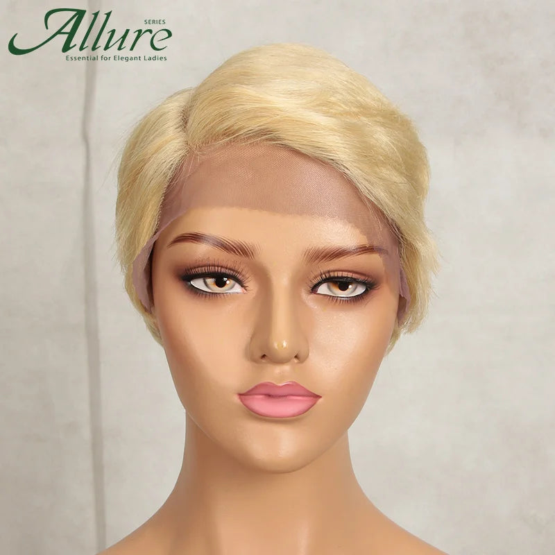 Brazilian Wear to go Short Pixie Cut 13X6x1 Part Lace Front Human Hair Wigs For Women Glueless Remy Hair Colored Bob Wigs Allure