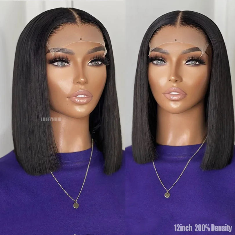 Straight Bob Wig 5x5 Silk Base Closure Human Hair Wigs For Women Malaysian Silk Base Lace Front Wig with Baby Hair