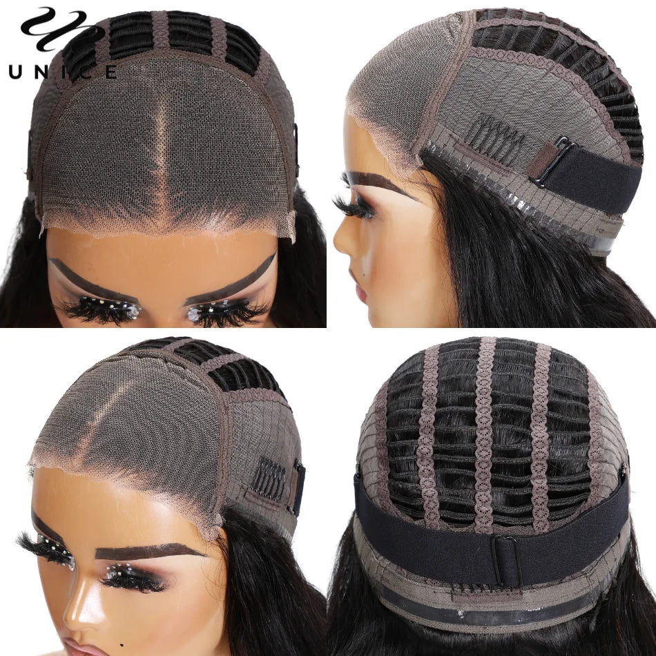 UNice Hair Pre Cut 6x4.75 Wear Go Glueless Wig Human Hair Brown Blonde Highlight Kinky Curly Lace Closure Wig 200% Density
