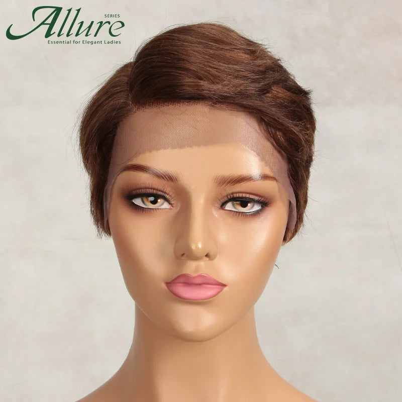 Brazilian Wear to go Short Pixie Cut 13X6x1 Part Lace Front Human Hair Wigs For Women Glueless Remy Hair Colored Bob Wigs Allure