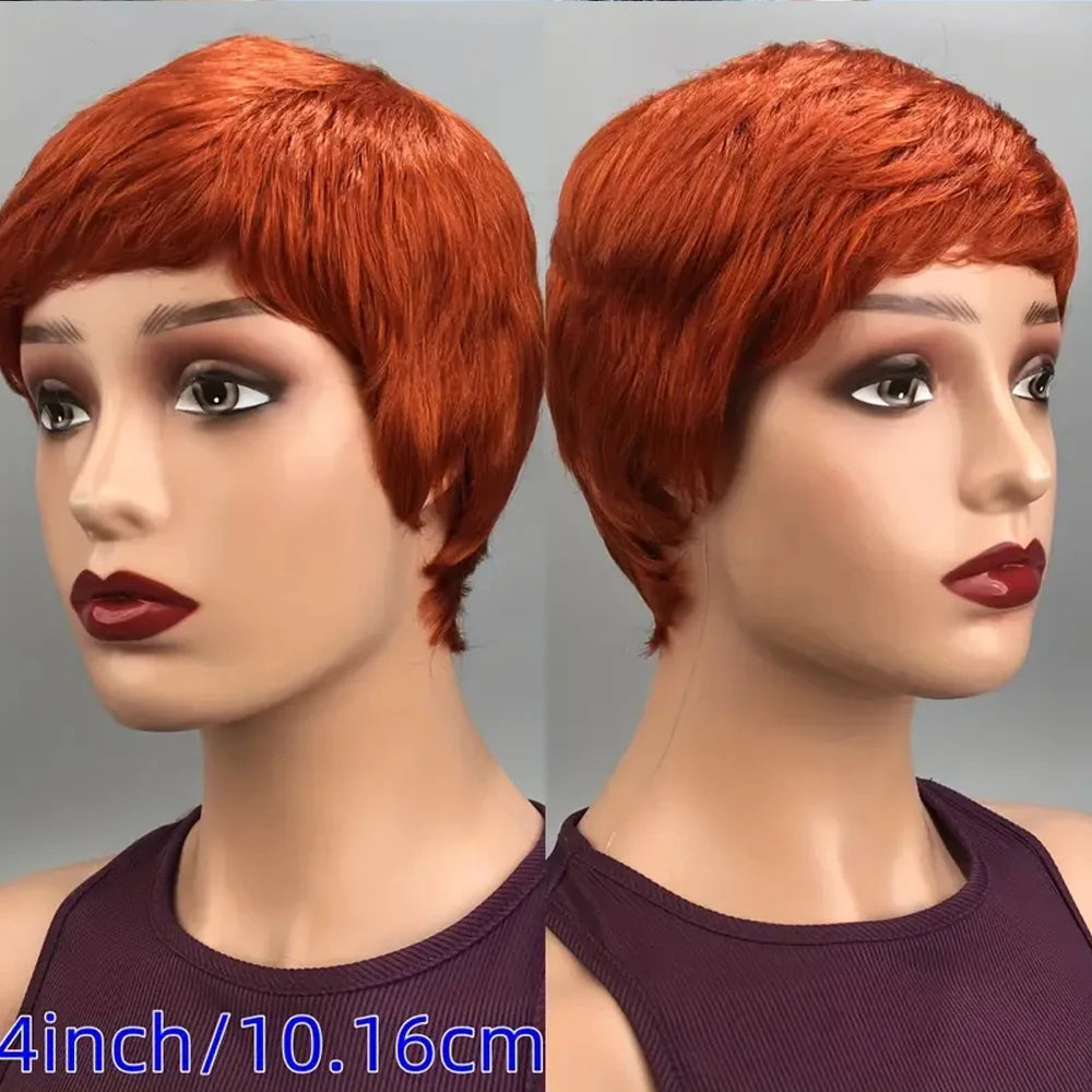 Ginia Human Hair Wigs Natural Color Pixie Cut Cheap Human