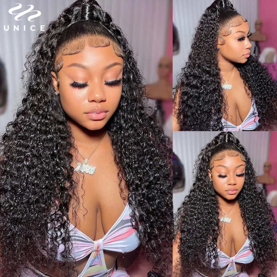 250% Density 5x5 HD Lace Wig 13x4 HD Lace Frontal Wig Human Hair Deep Curly Lace Front Wig PrePlucked Full Wigs Luxury Wig