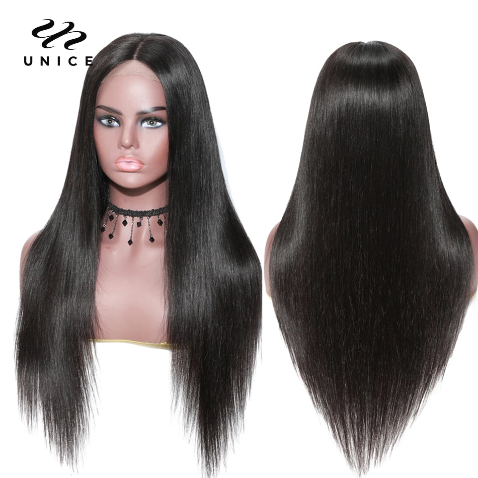 UNice Hair 4x4 Closure Wig Pre-Plucked Premium Straight Lace Closure Wig 100% Human Hair Lace Wigs With Baby Hair