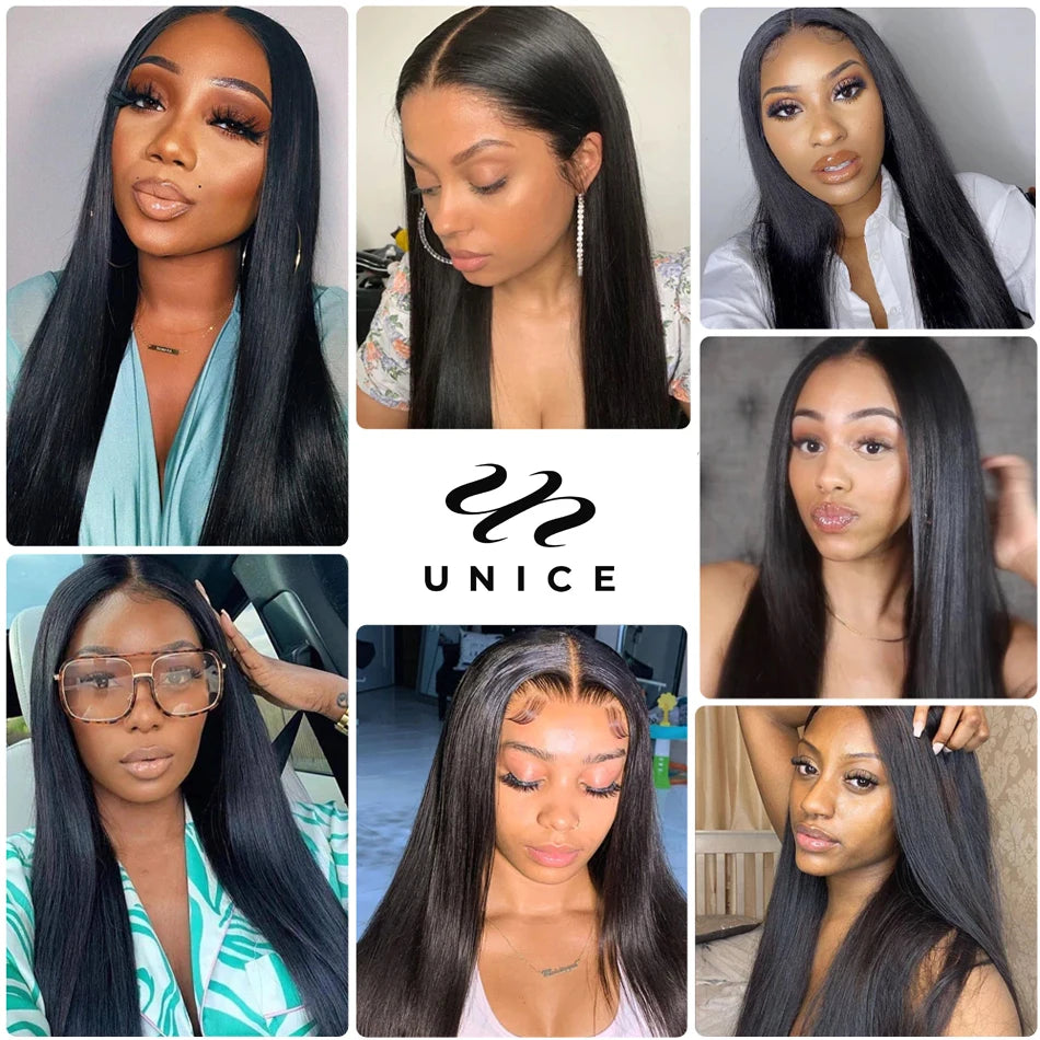 UNice Hair 4x4 Closure Wig Pre-Plucked Premium Straight Lace Closure Wig 100% Human Hair Lace Wigs With Baby Hair
