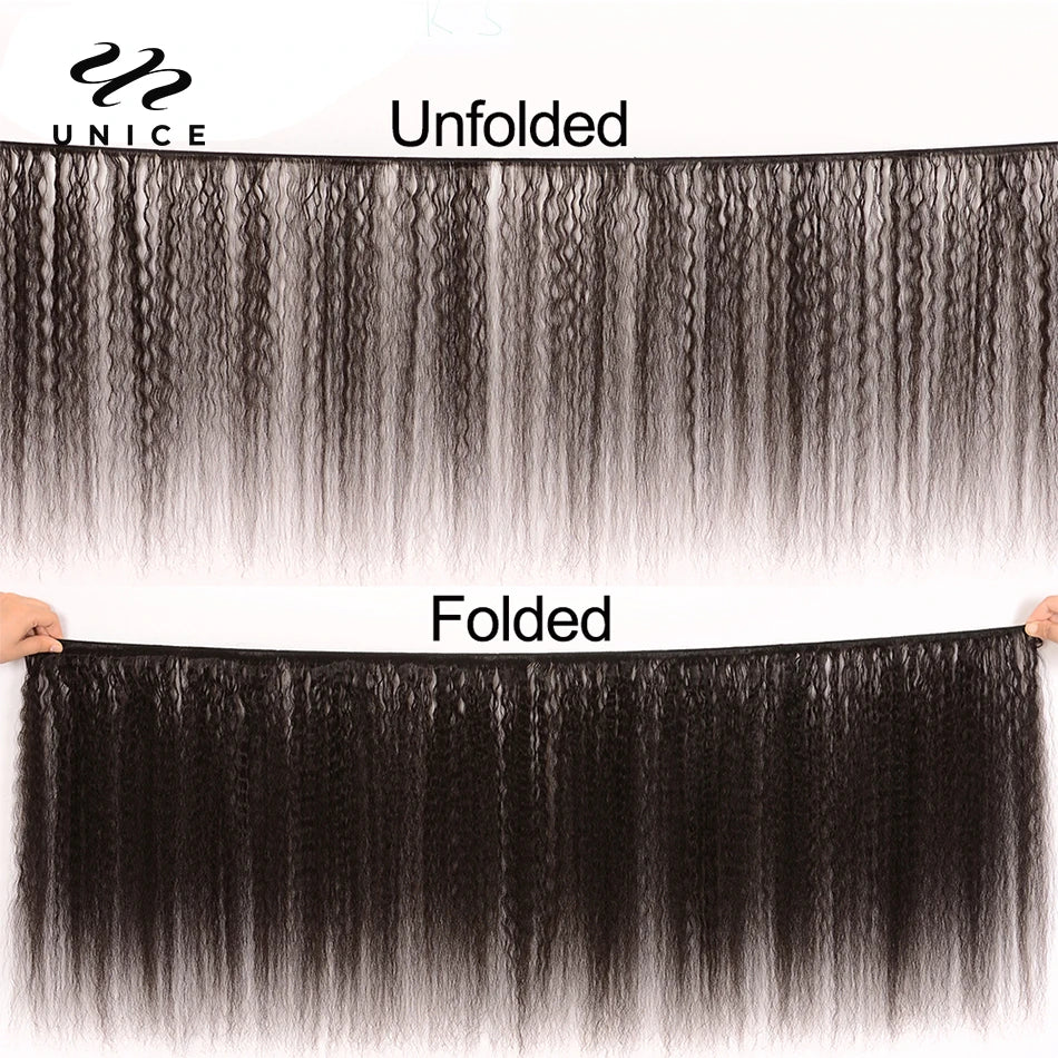 Unice Hair 1Pcs Lot Kinky Straight Hair Human Remy Hair Extension 8-26inches Brazilian Hair Weave Bundles