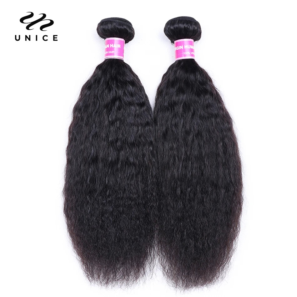 Unice Hair 1Pcs Lot Kinky Straight Hair Human Remy Hair Extension 8-26inches Brazilian Hair Weave Bundles