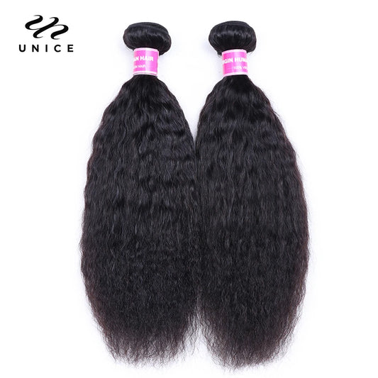 Unice Hair 1Pcs Lot Kinky Straight Hair Human Remy Hair Extension 8-26inches Brazilian Hair Weave Bundles