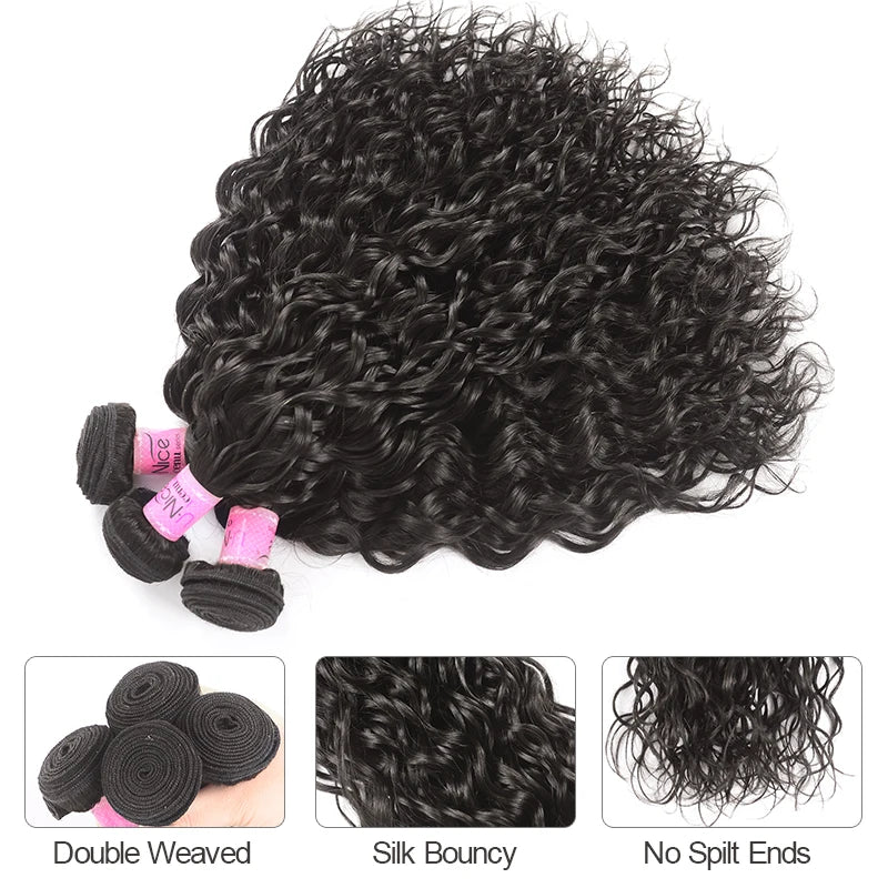 Unice Hair 1/3/4 Bundles Water Wave Peruvian Hair Weave Bundles Wavy Hair Extension 100% Remy Human Hair Water Wave