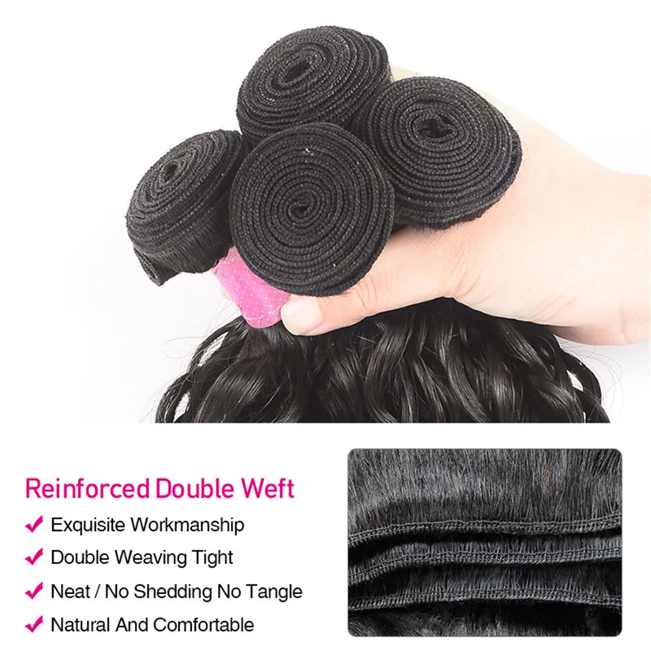 Unice Hair Water Wave Brazilian Hair Weave Bundles 3PCS 100% Human Hair Weaves Natural Color Remy Hair 8-26inch Free Shipping