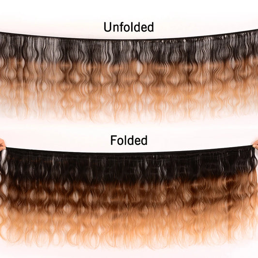 UNice Hair Kysiss Series Ombre Hair 3 Bundles Body Wave  Brazilian Hair Weave Bundles 3 Tone Blonde T1B/4/27 Virgin Human Hair