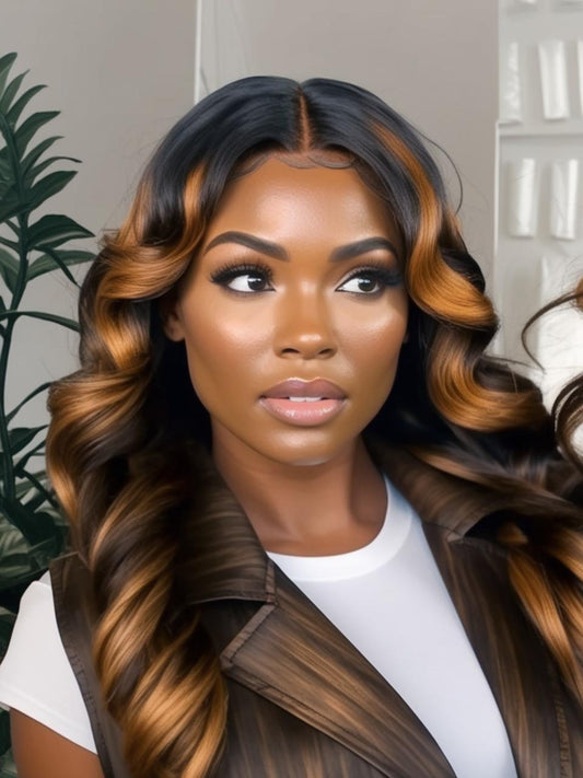 Balayage Body Wave Wig Upgraded Drawstring Cap 7x5 Pre Cut Pre Bleached Lace Front Human Hair Glueless Wig 150% Density