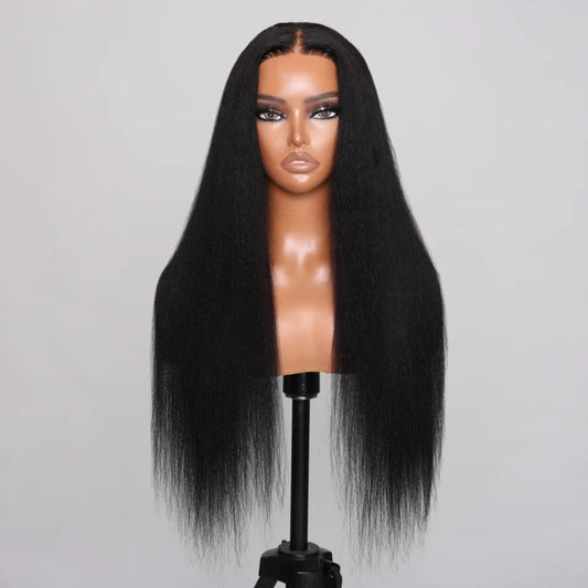 Unice Hair Bye Bye Knots Wig 7x5 Invisible Knots Pre-Cut Lace Wig Black Yaki Straight Put On And Go Glueless Wig Human Hair
