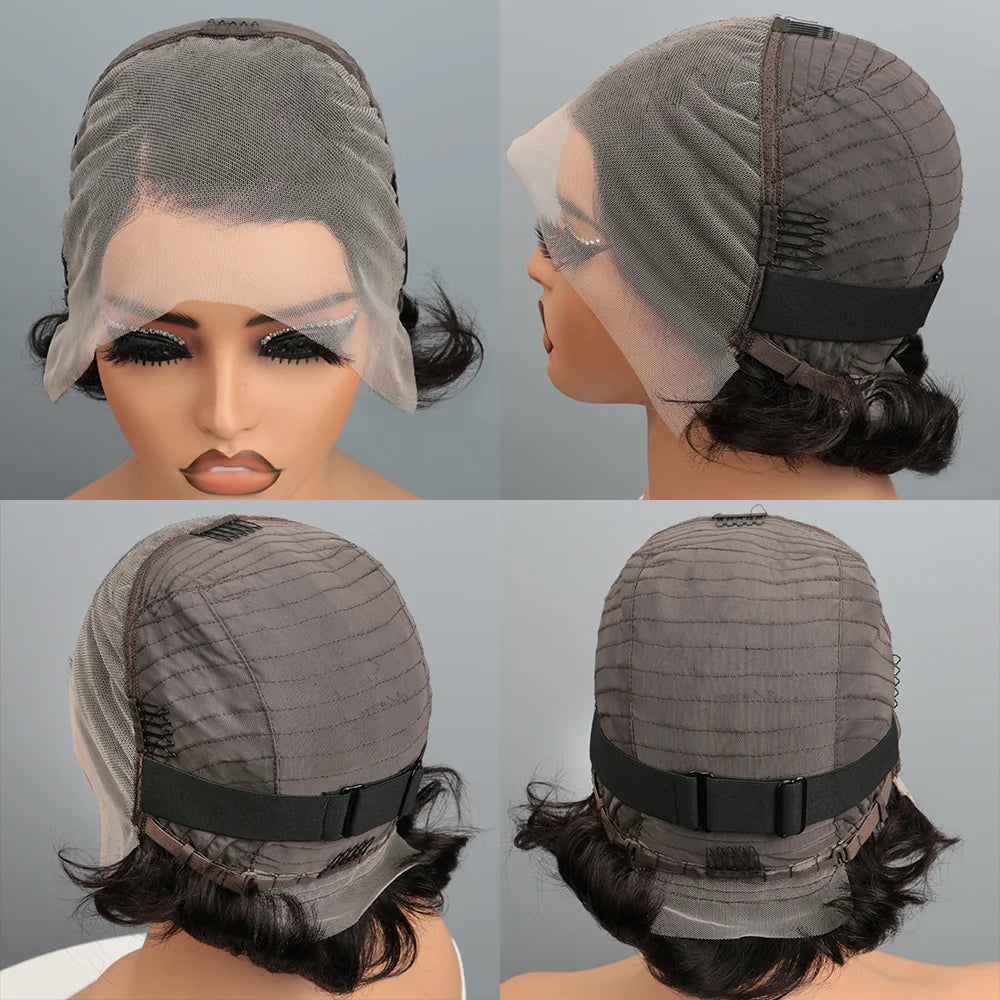 PixieCut Wig Human Hair 13X4 Rose Curly Short Human Hair Wigs Natural Color HD Lace Frontal Wig Curly Human Hair Wig for Woman