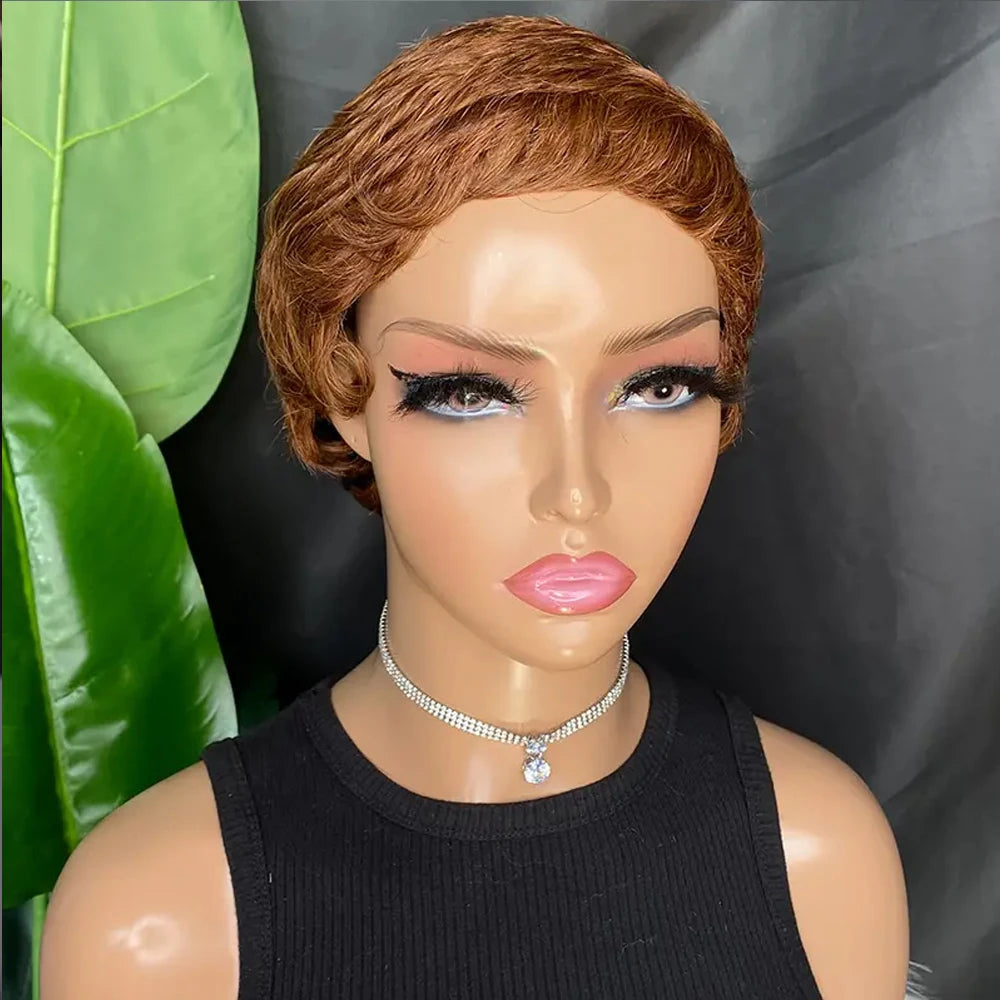 Ginia Human Hair Wigs Natural Color Pixie Cut Cheap Human