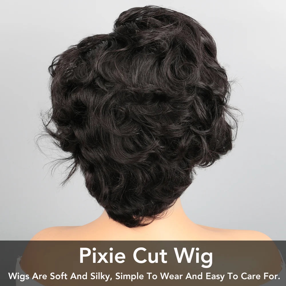 PixieCut Wig Human Hair 13X4 Rose Curly Short Human Hair Wigs Natural Color HD Lace Frontal Wig Curly Human Hair Wig for Woman