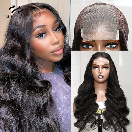 Unice Hair 13x4 Lace Frontal Wigs Body Wave Wavy 4x4 Lace Closure Human Hair Wigs Pre Plucked For Black Women Virgin Hair