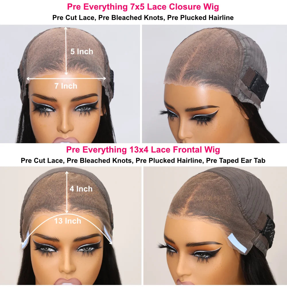Hair Balayage 3D Body Wave Wig Pre Cut Pre Bleached 7x5 13x4 Lace Frontal Human Hair Wig Pre Plucked Wear Go Glueless Wig