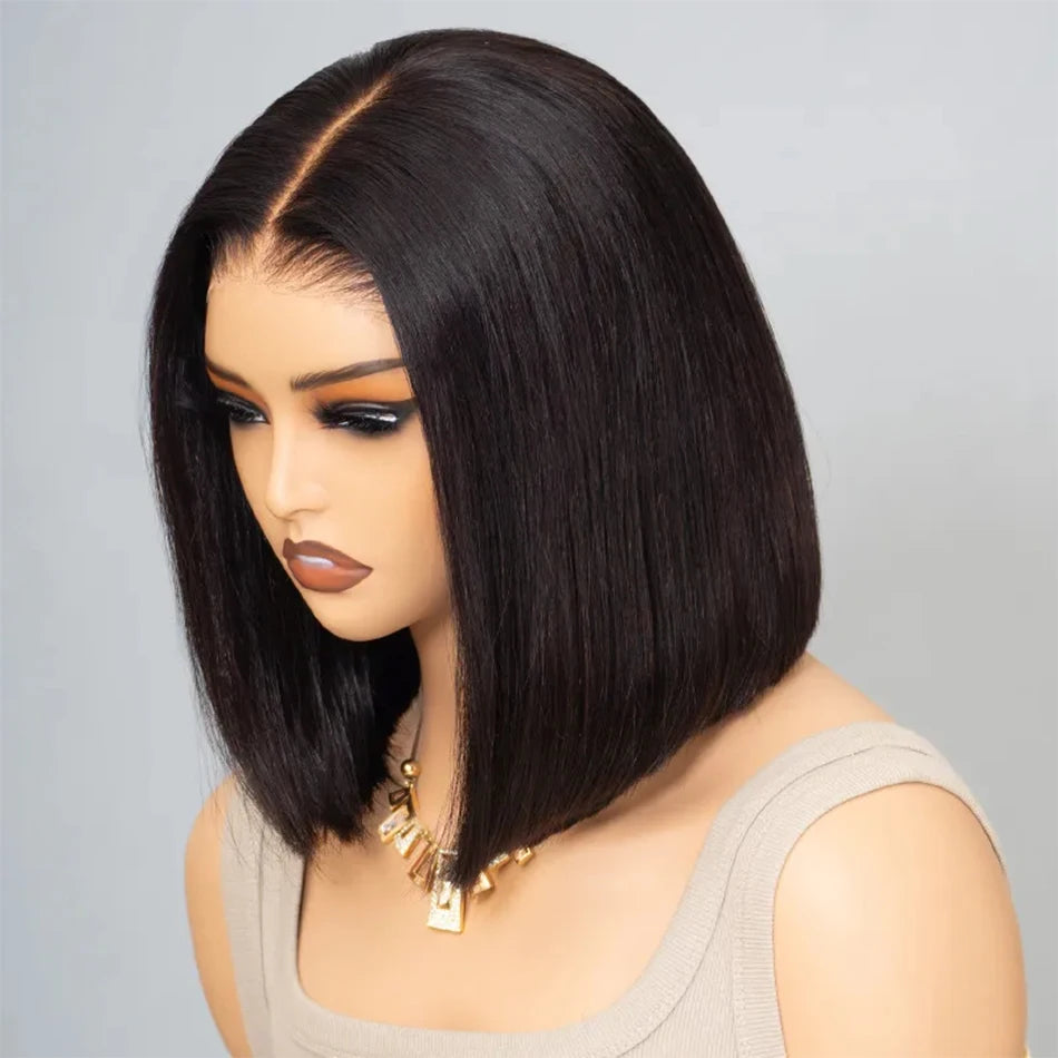 Wear And Go Glueless Human Hair Wig Short Bob Wig Straight Lace Front Human Hair Wigs Ready To Go Glueless Wig For Black Women