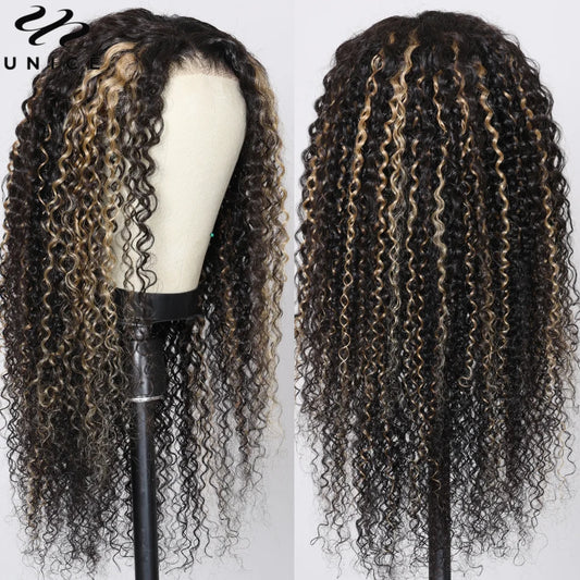 Unice Hair 200% Density Blonde Highlight Curly Wig Pre Cut 6x4.75 / 7x5 Lace Glueless Wig Human Hair Ready To Wear