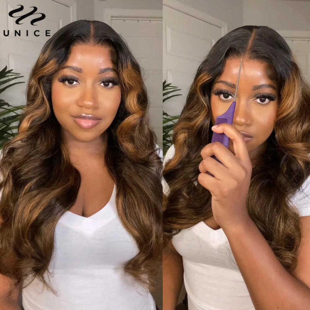 Hair Balayage 3D Body Wave Wig Pre Cut Pre Bleached 7x5 13x4 Lace Frontal Human Hair Wig Pre Plucked Wear Go Glueless Wig