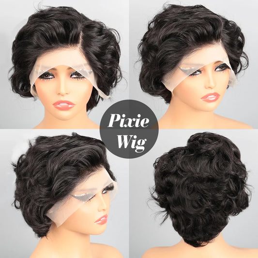 PixieCut Wig Human Hair 13X4 Rose Curly Short Human Hair Wigs Natural Color HD Lace Frontal Wig Curly Human Hair Wig for Woman