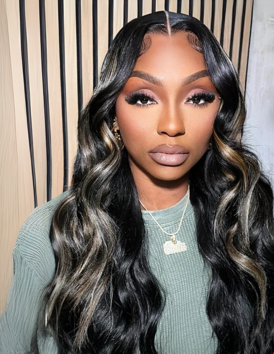 Pre Everything 7x5 Wear Go Glueless Wig Blonde Highlight Lace Wig Body Wave Human Hair Lace Front Wig Pre Cut Bleached Wig