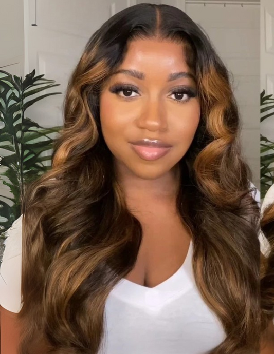 Hair Balayage 3D Body Wave Wig Pre Cut Pre Bleached 7x5 13x4 Lace Frontal Human Hair Wig Pre Plucked Wear Go Glueless Wig