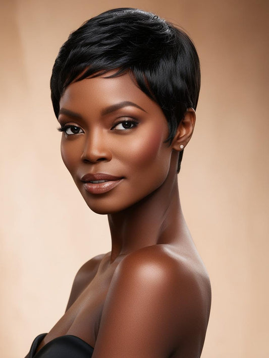 Brazilian Remy On Sale Human Hair Wigs For Black Women Full Machine Made Short Bob Wig Pixie Cut Curly Water Wave Hair Pre Cut